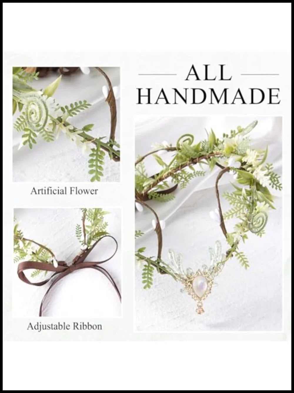 Faux Floral Elf Circlet Crown for Cosplay Renaissance Fairy Woodland